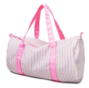 Pink  Multi color stripe Seersucker Duffle bag for monograming