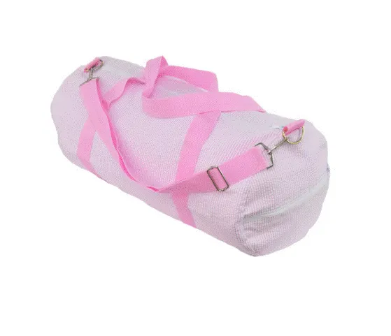 Pink Seersucker Weekender Duffle