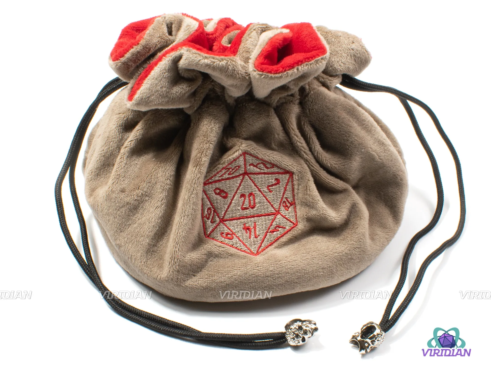 Plush Dice Bag of Holding  5 | Flannel Drawstring, 7 Compartments, Stores ~100 Dice | Large Dice Pouch