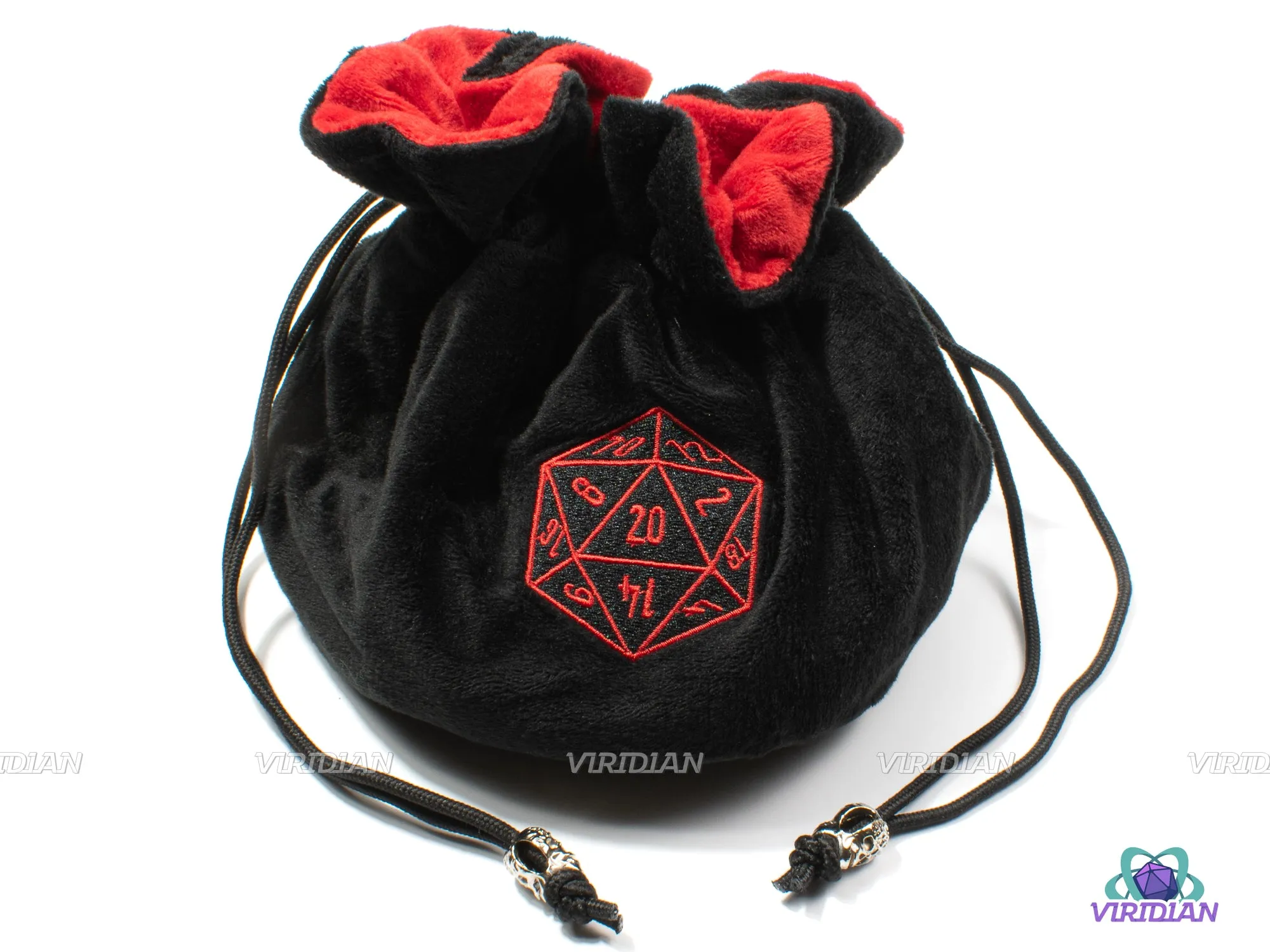 Plush Dice Bag of Holding  5 | Flannel Drawstring, 7 Compartments, Stores ~100 Dice | Large Dice Pouch