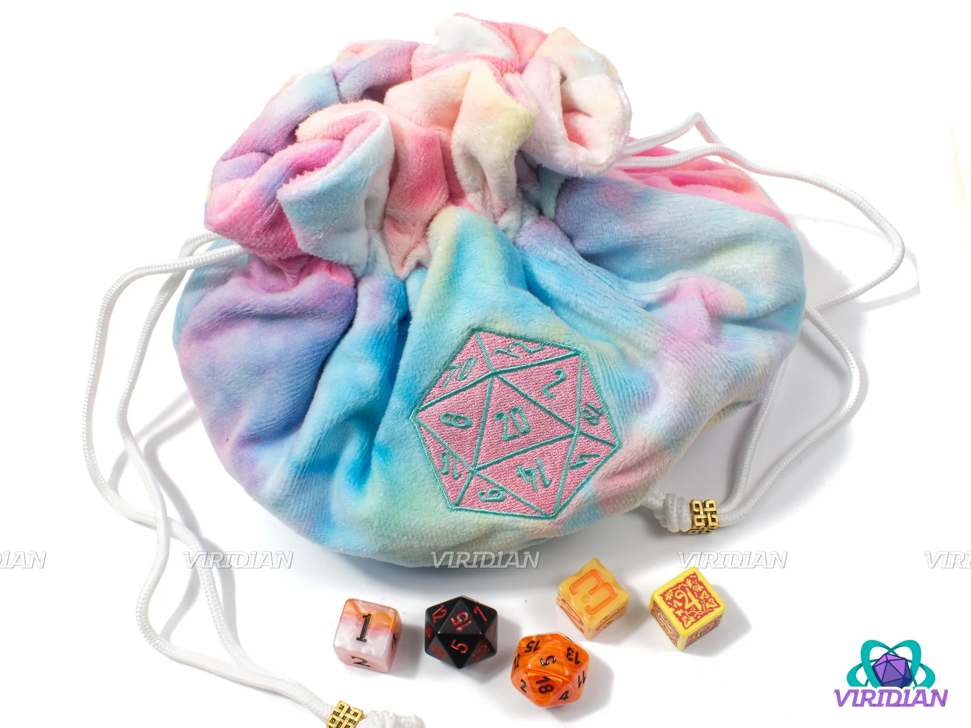 Plush Dice Bag of Holding  5 | Flannel Drawstring, 7 Compartments, Stores ~100 Dice | Large Dice Pouch