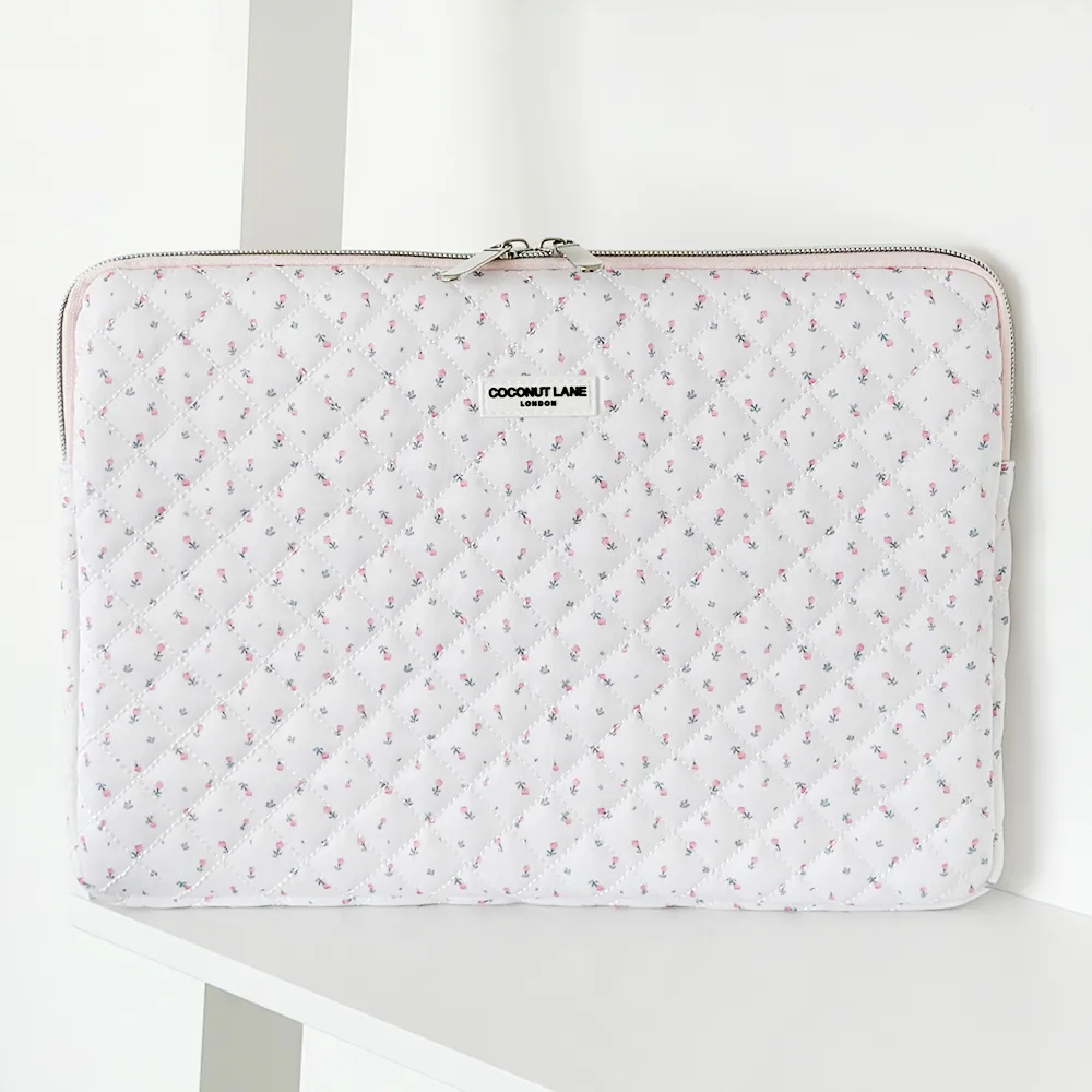 Quilted Ditsy Floral White Laptop Sleeve