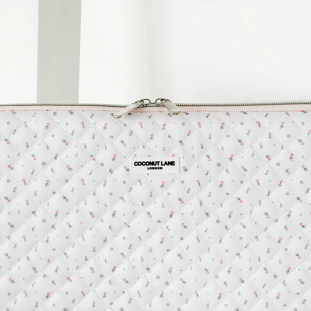 Quilted Ditsy Floral White Laptop Sleeve