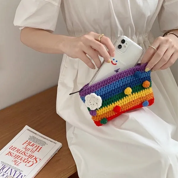 Rainbow Knitted Purse