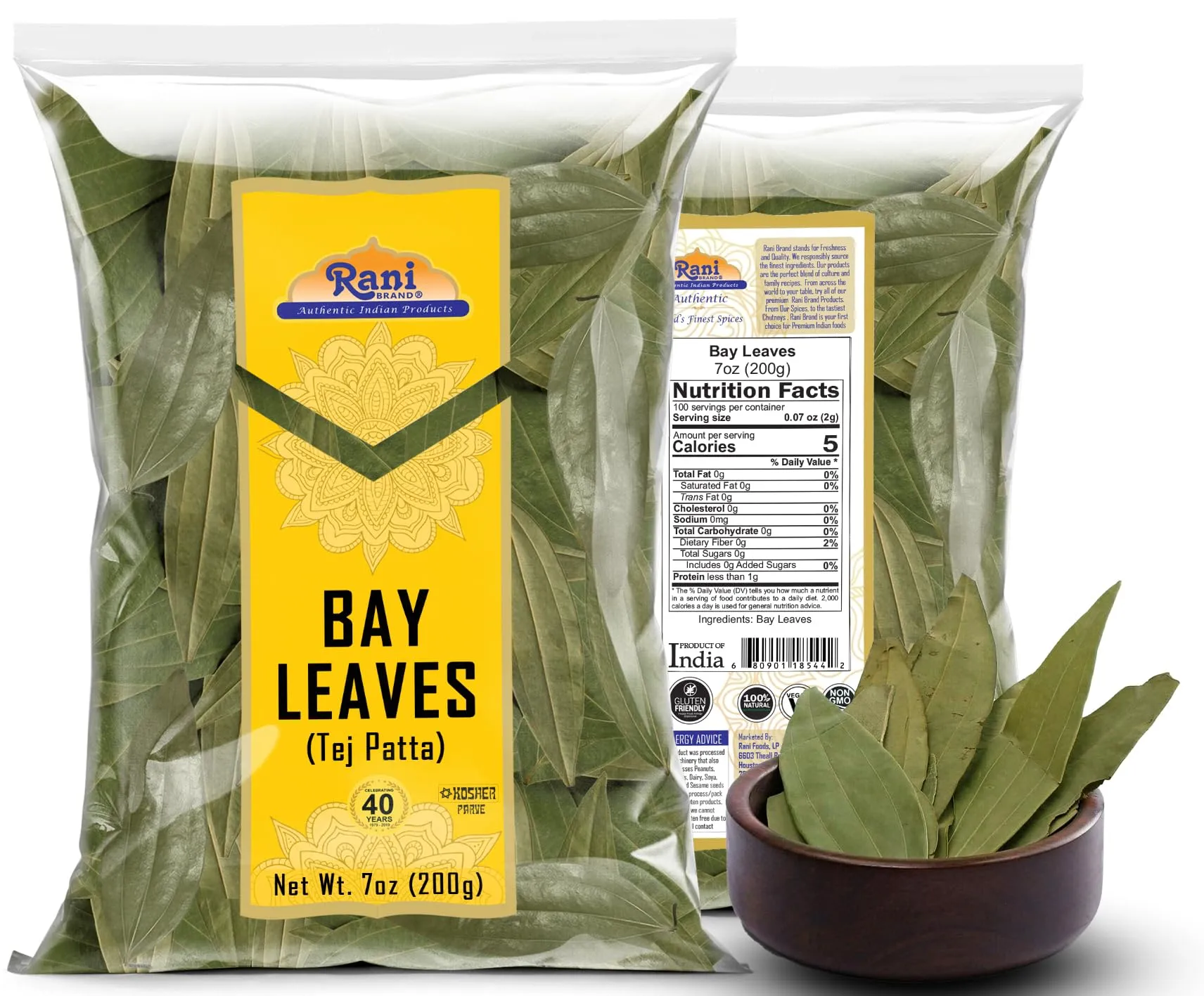 Rani Bay Leaf (Leaves) Whole Spice Hand Selected Extra Large 7oz (200g) ~ All Natural | Gluten Friendly | NON-GMO | Kosher | Vegan | Indian Origin (Tej Patta)