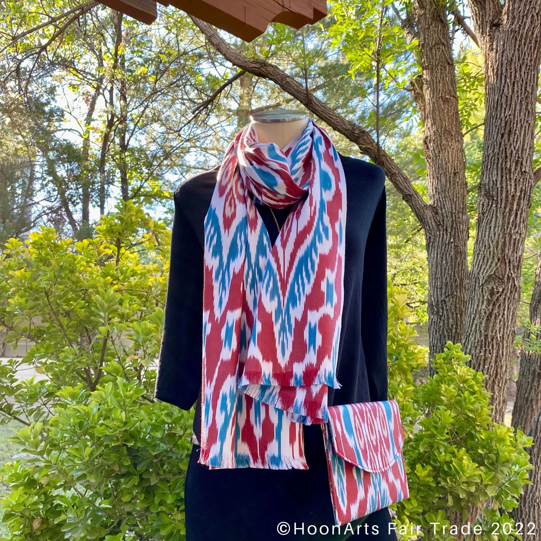 Red, White & Blue Ikat Clutch