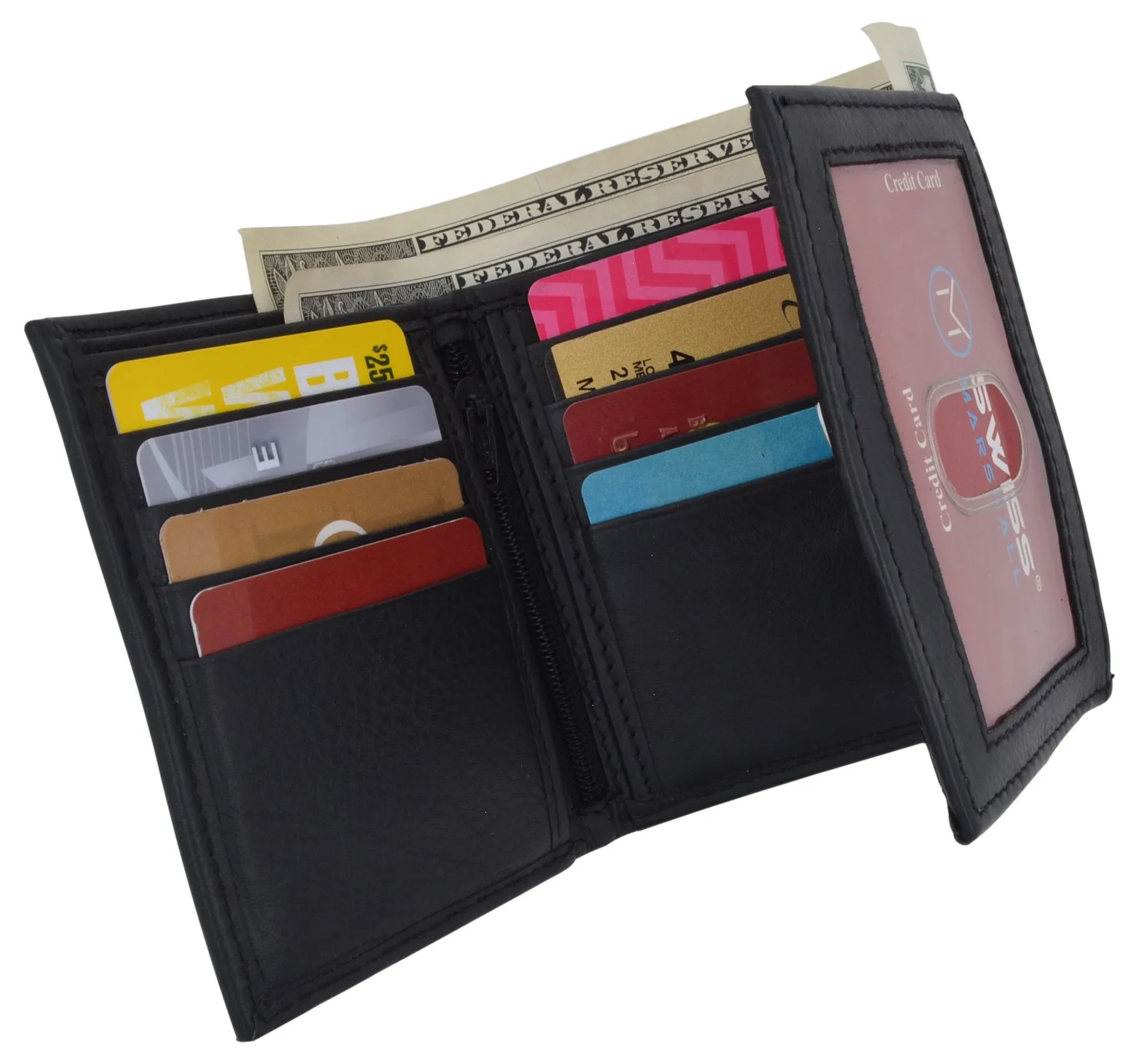 RFID Trifold Premium Leather Mens Card Holder Wallet W/ Outside ID Window RFIDCN1355