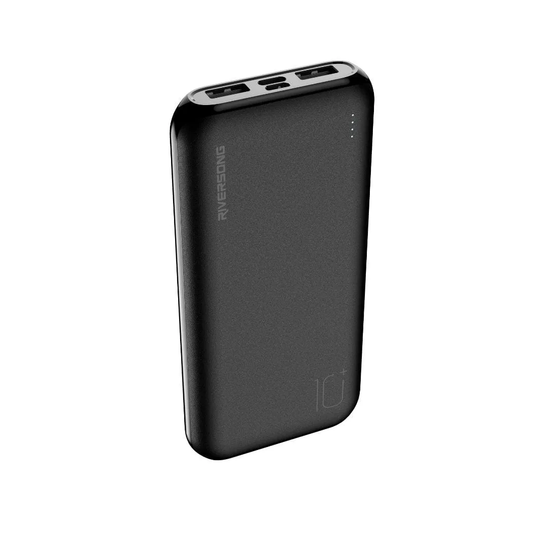 Riversong 10000mAh Fast Charging Power Bank, 2 USB-A, Micro USB & Type-C Port -  PB78