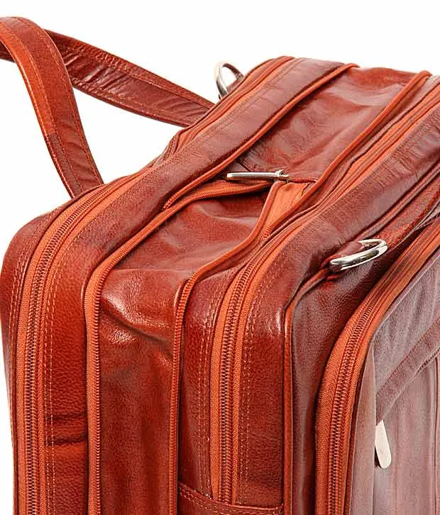 RL Full Zip Expandable Leather Messenger Laptop Bags15.6 Inch