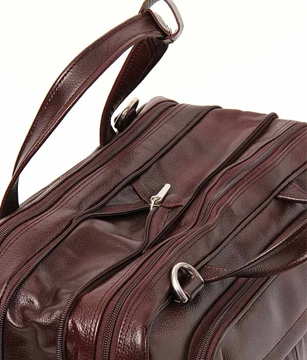 RL Full Zip Expandable Leather Messenger Laptop Bags15.6 Inch