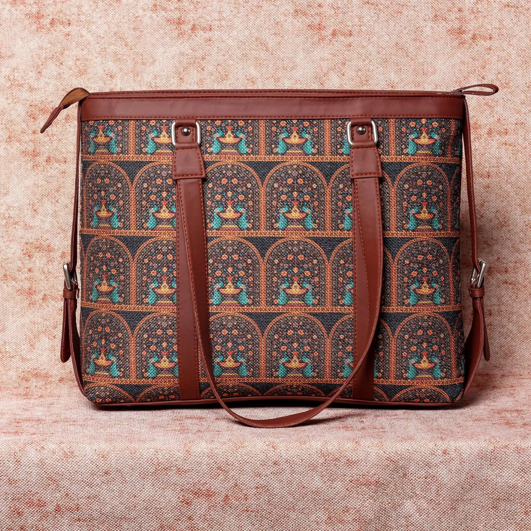 Royal Indian Peacock Motif Women's Office Bag