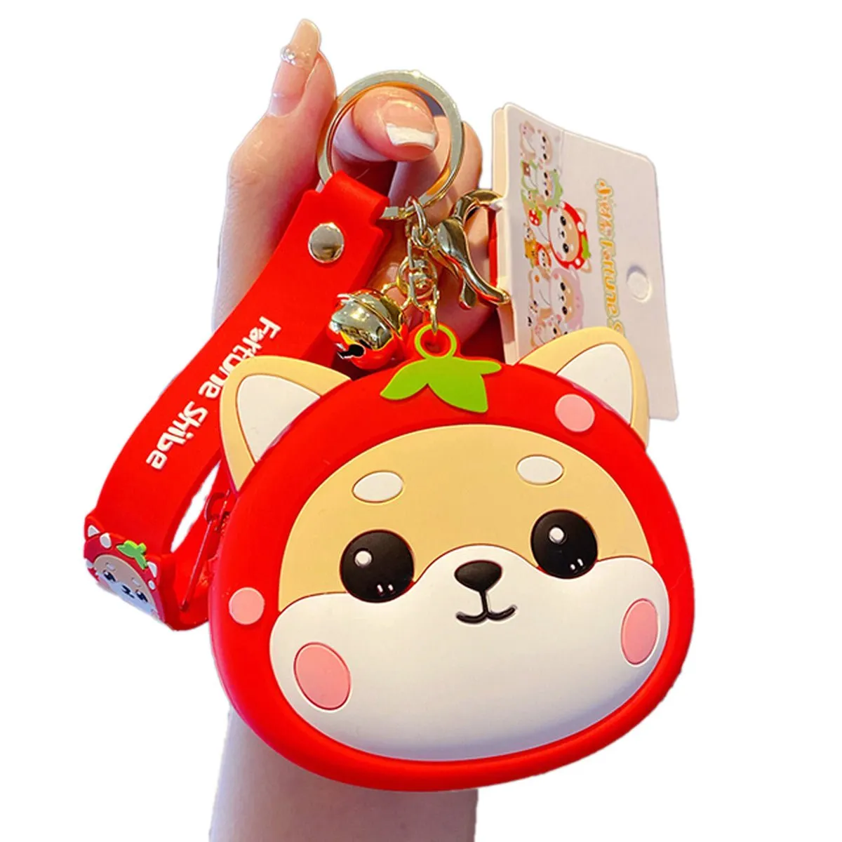 Shiba Inu Cute Purse Coin Bag Change Holder with Zipper Keychain for Women Girls