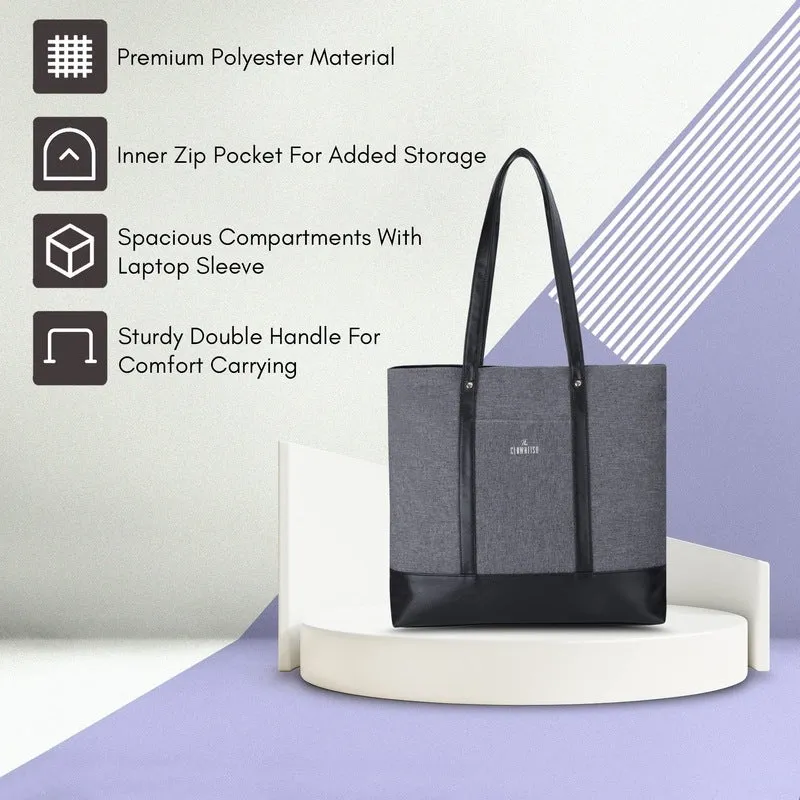 Single: Polyester Tote Bag with Laptop Sleeve | Sturdy Handles | 14L | Grey