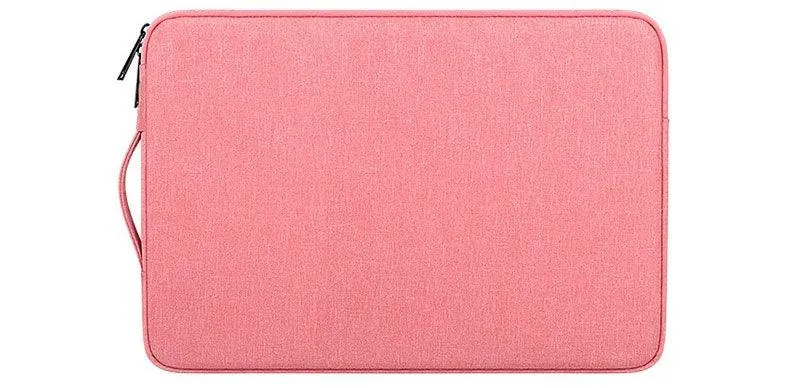 Sleek And Stylish Slant Zipper Designed Laptop Sleeve- Pink