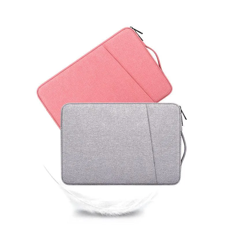 Sleek And Stylish Slant Zipper Designed Laptop Sleeve- Pink