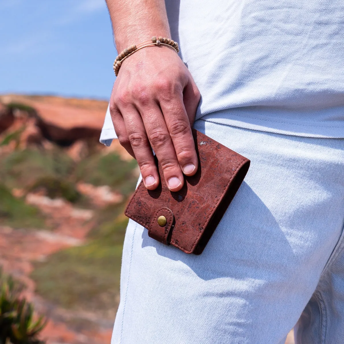 Sleek Bifold Cork Wallet with Snap Button BAG-2270-WALLET