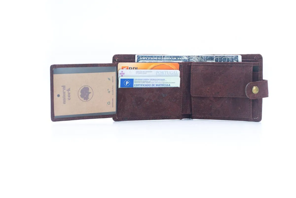 Sleek Bifold Cork Wallet with Snap Button BAG-2270-WALLET