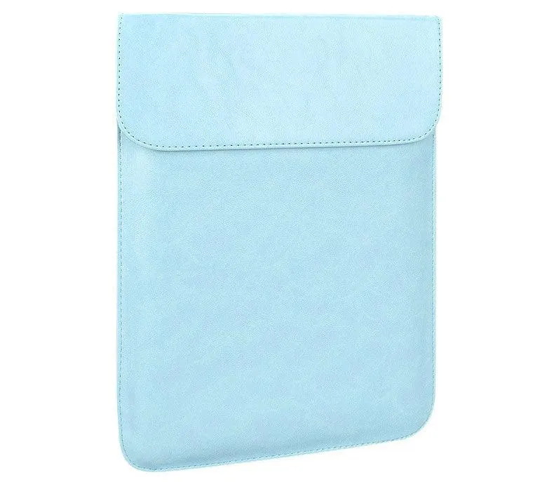 Sleek Men's Slim Leather Laptop Sleeve- Sky Blue