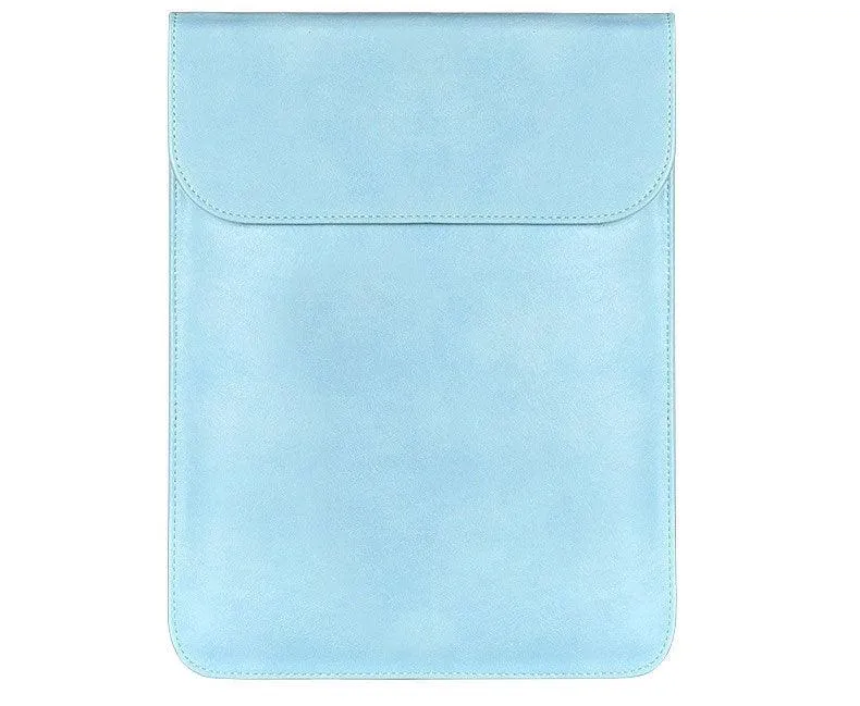 Sleek Men's Slim Leather Laptop Sleeve- Sky Blue