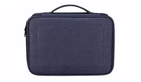 Soft Fabric Water Resistant Sleeve Double Zip Ipad Pouch Case- NavyBlue