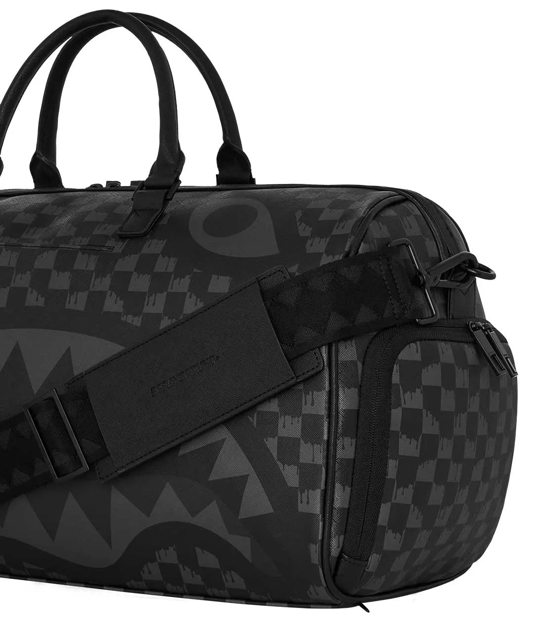 Sprayground Hangover Drip Check In Grey Black Duffle Bag