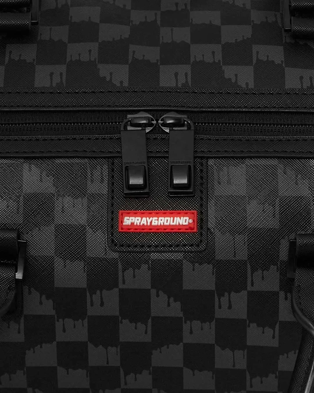 Sprayground Hangover Drip Check In Grey Black Duffle Bag