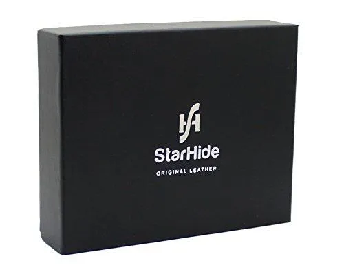 STARHIDE Mens RFID Blocking Nappa Leather Bifold Wallet with A Side Zipped Coin Pocket 1044 (Black)