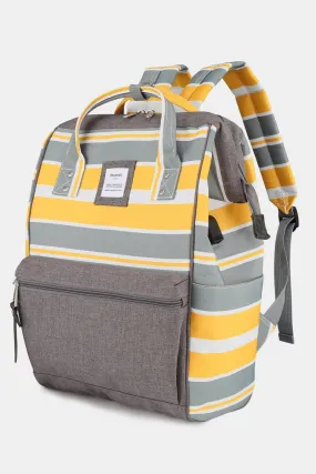 Striped Waterproof Nylon Backpack Bag with Side Pockets