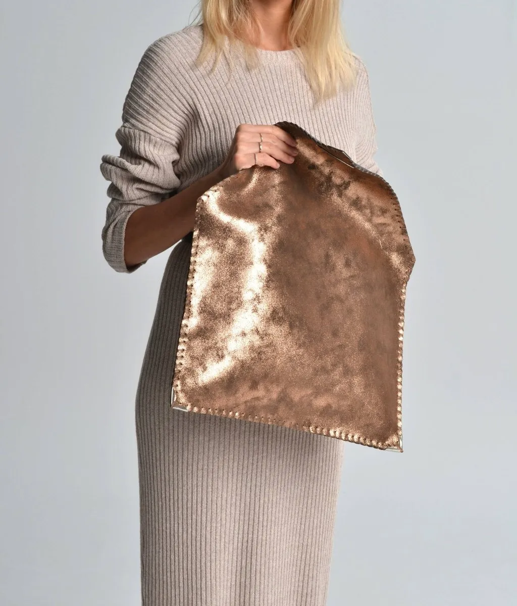 Symmetria leather sparkling bag in copper color: Small