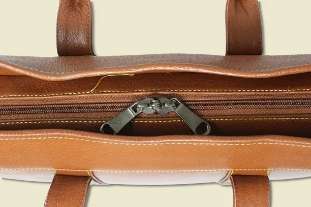 Taha Boxy Tan Genuine Leather Laptop Bag