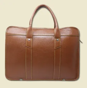 Taha Boxy Tan Genuine Leather Laptop Bag