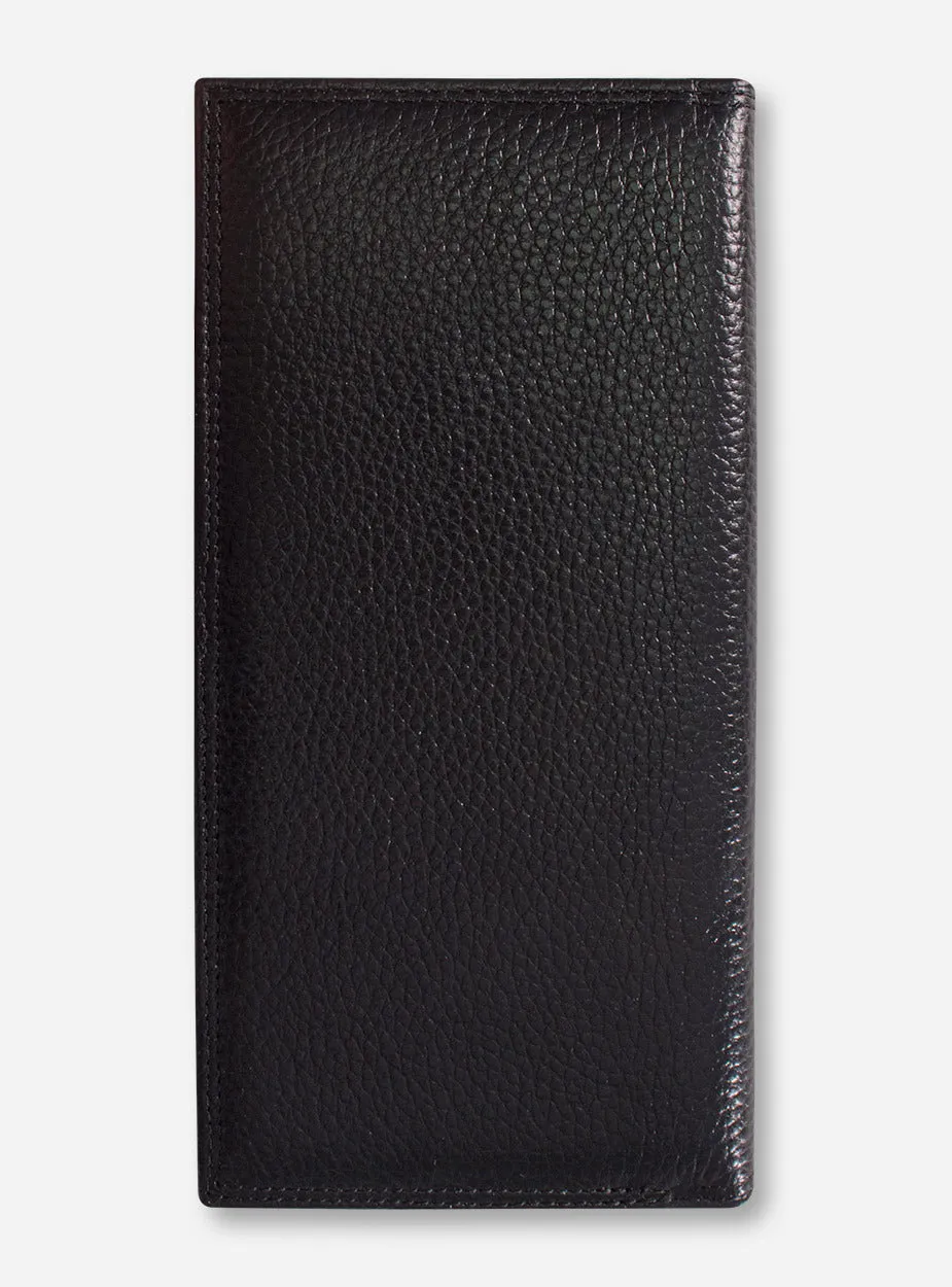 Texas Tech Silver Emblem on Black Pebble Grain Tall Wallet