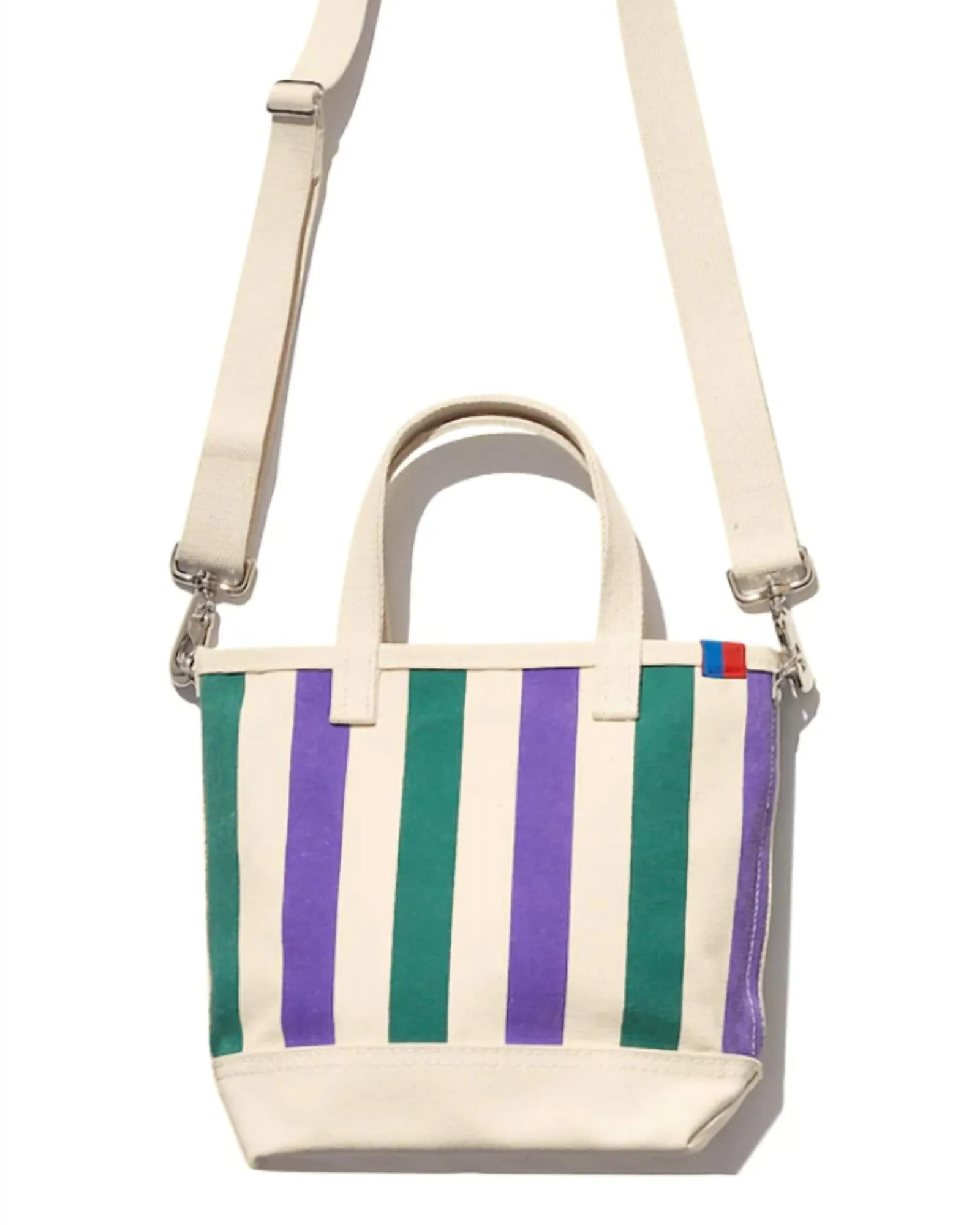 The All Over Striped Bucket Bag in Green/Grape | Green/Grape