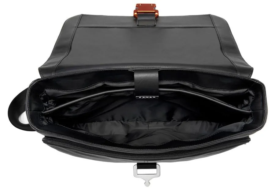 The Davek Messenger Bag - Black Leather