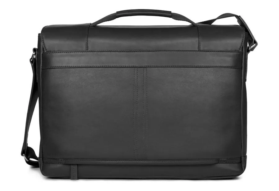 The Davek Messenger Bag - Black Leather