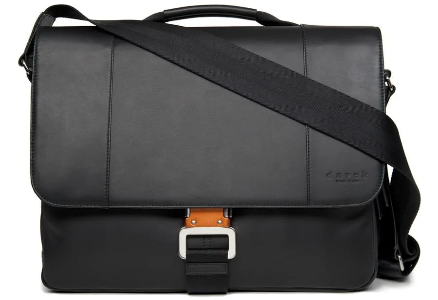 The Davek Messenger Bag - Black Leather