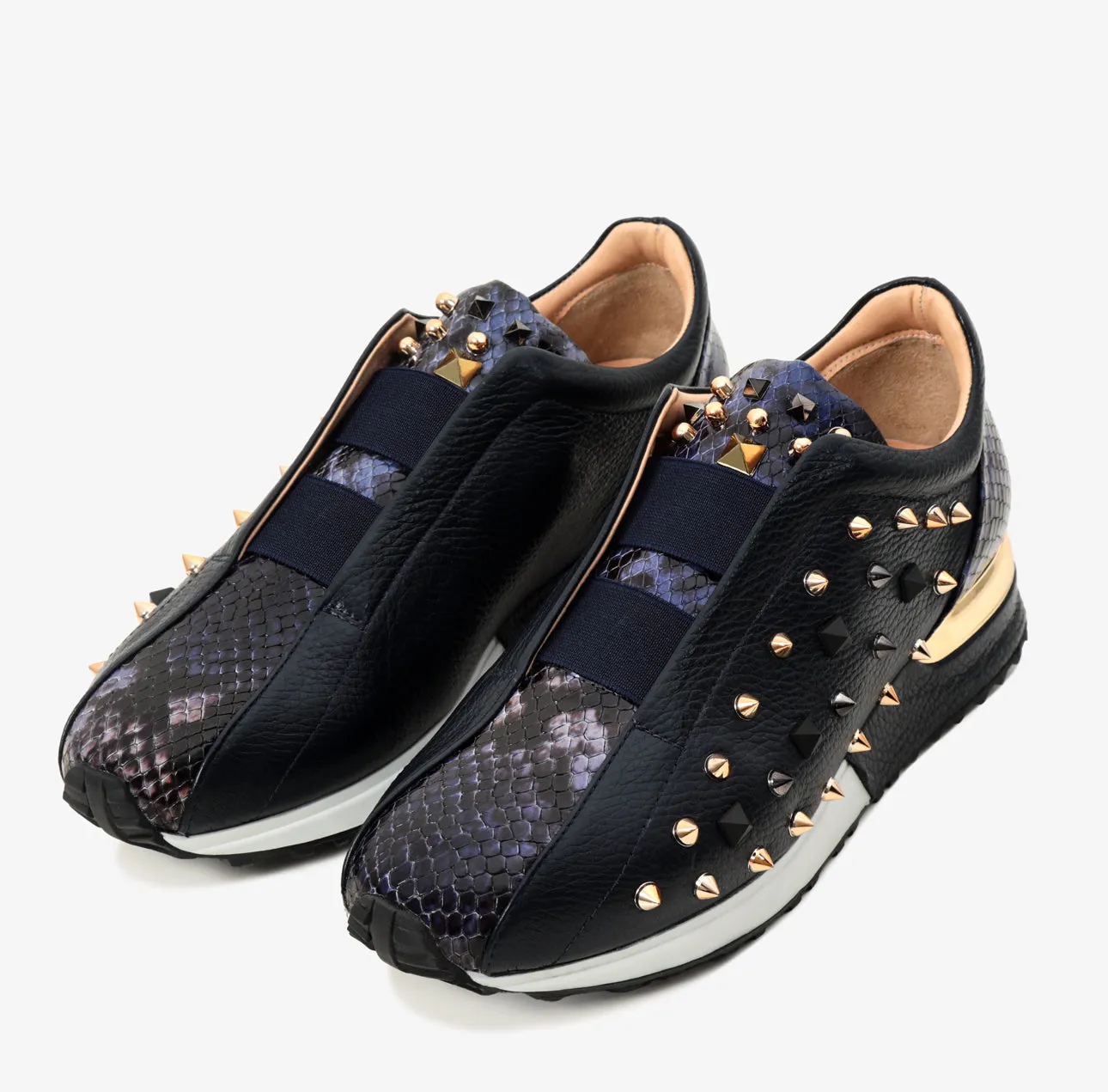 The Infanta Navy Spike Leather Women Sneaker Limited Edition