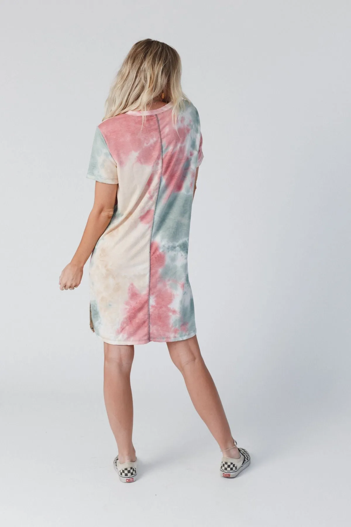 The Nest On The Daily Oversized Slit Tee Dress - Tie Dye