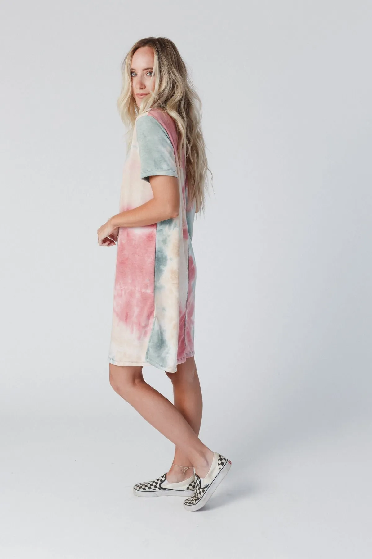 The Nest On The Daily Oversized Slit Tee Dress - Tie Dye