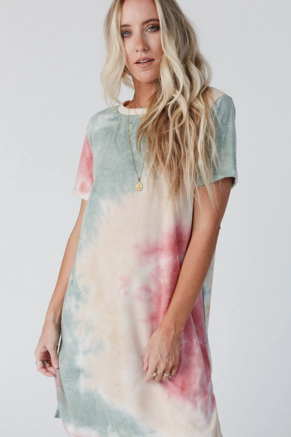 The Nest On The Daily Oversized Slit Tee Dress - Tie Dye