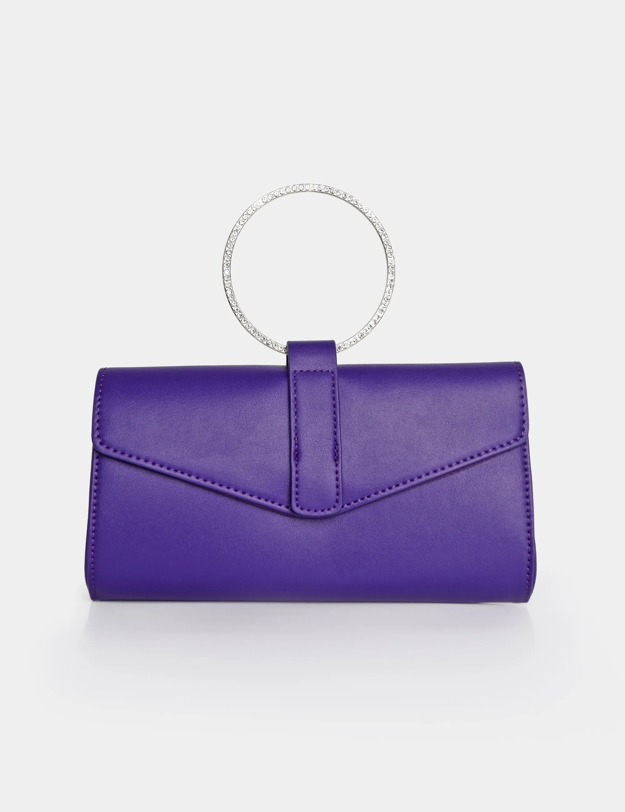 The Pammy Purple Pu Diamante Handle Envelope Clutch