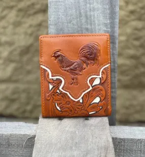 Top Notch Accessories 50101-2L.BR Light Brown Rooster w/Beige Inlay Bi-Fold Wallet