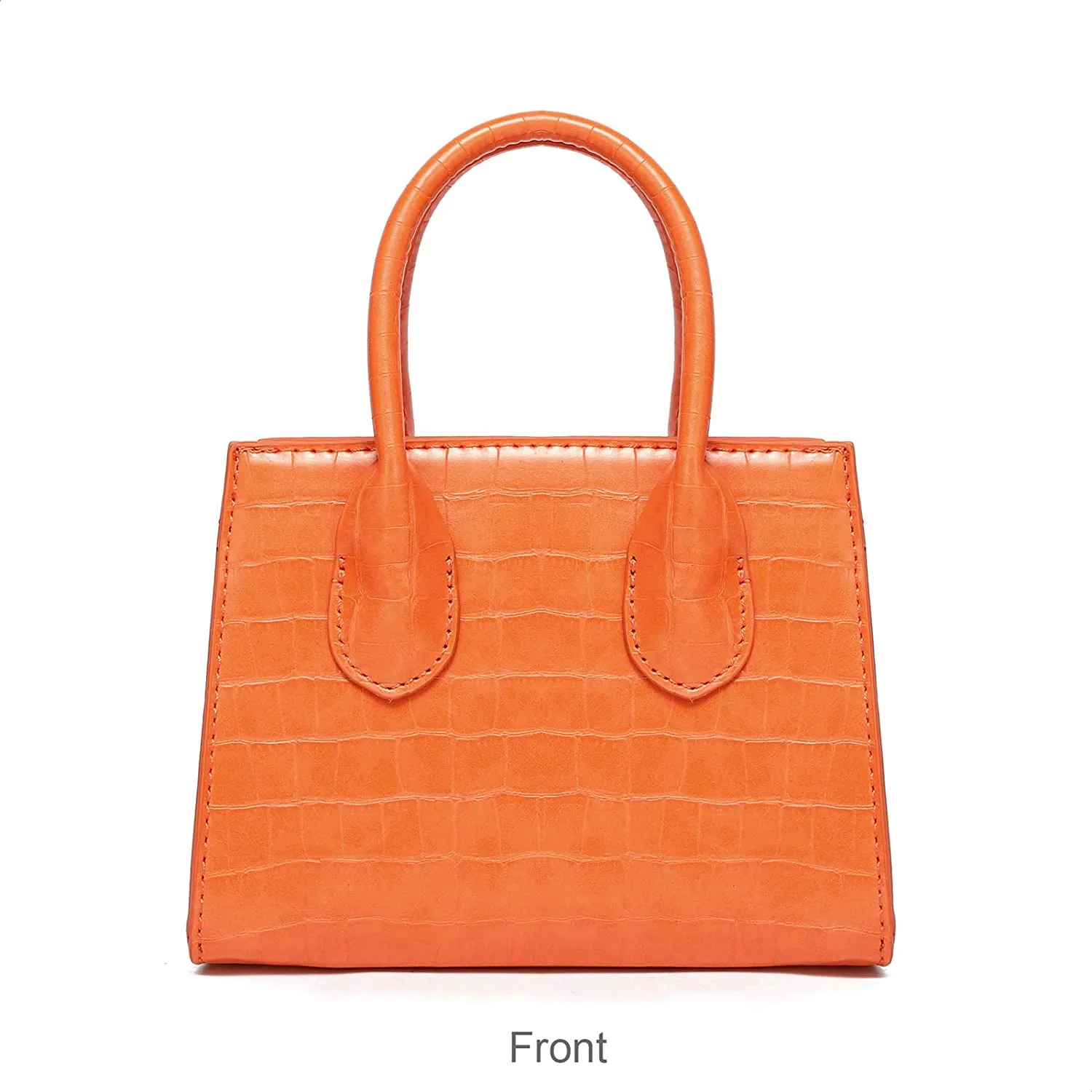 Trendy Orange Mini Purse Crocodile Pattern Handbag