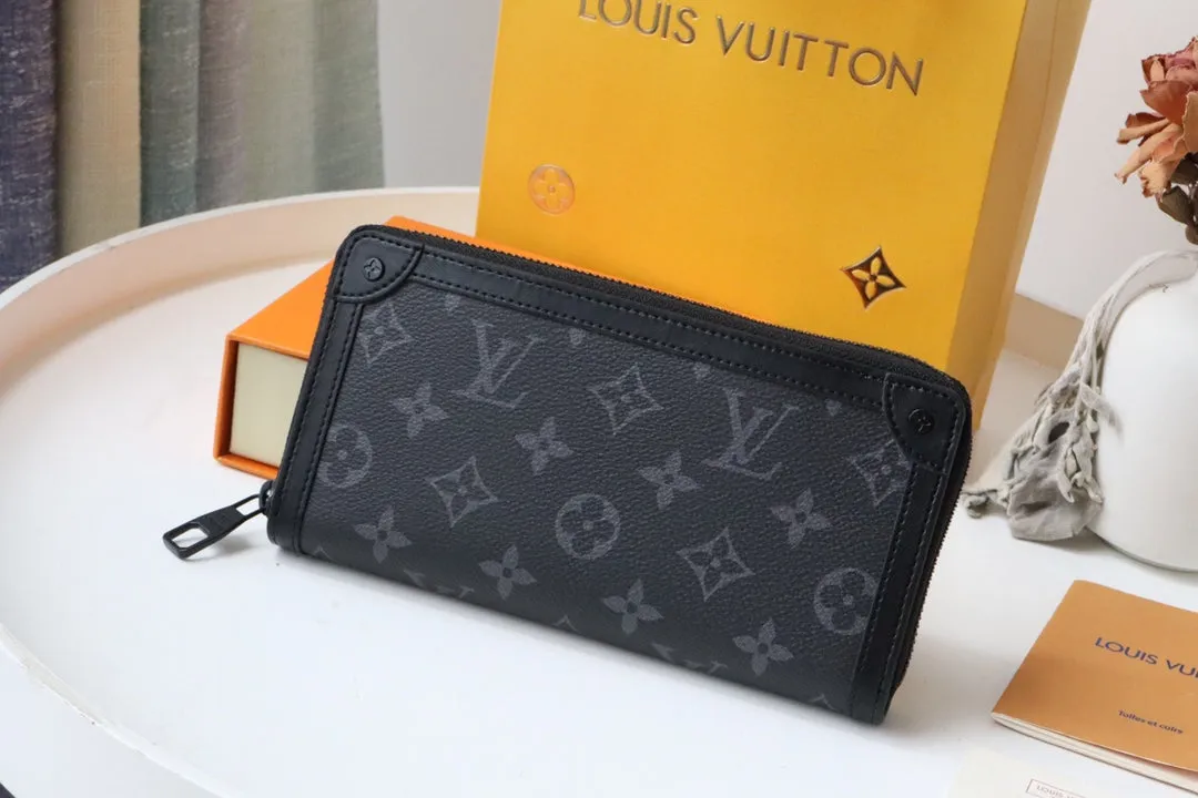 TRUNK ZIPPY WALLET 19.5 BLACK MONOGRAM CANVAS