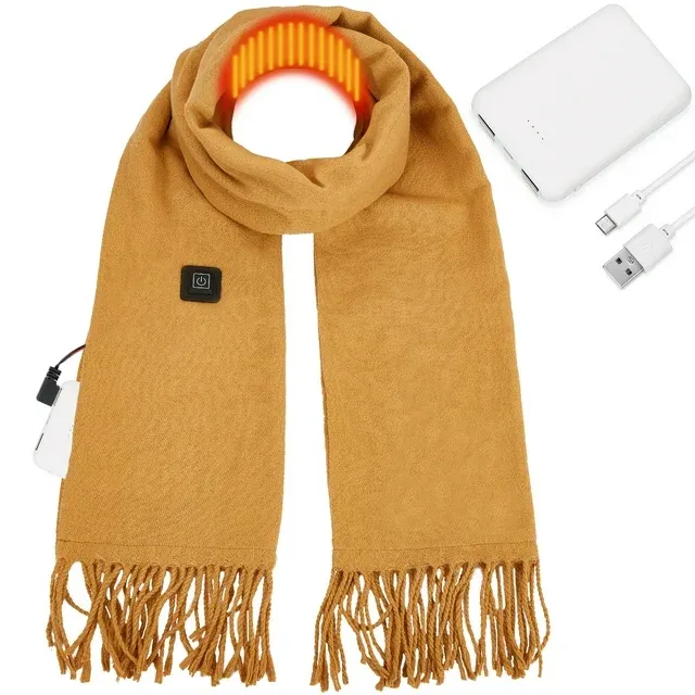 USB Rechargeable Electric Heating Scarf with Neck Heating Pad Washable Shawl Soft Warm for Women Men ZB101