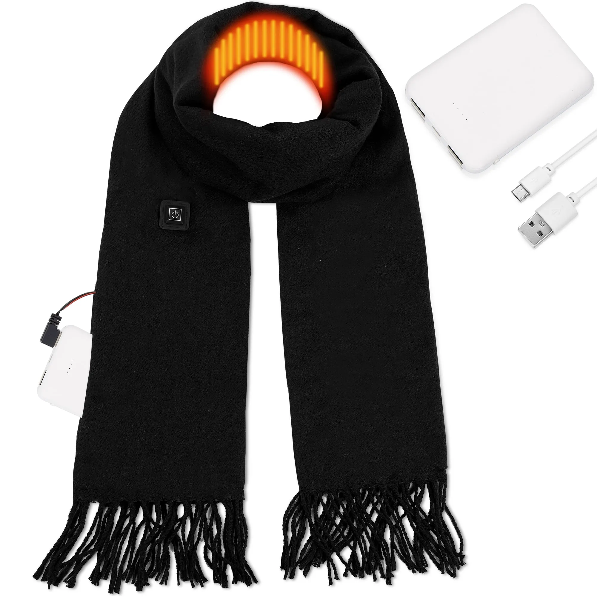 USB Rechargeable Electric Heating Scarf with Neck Heating Pad Washable Shawl Soft Warm for Women Men ZB101