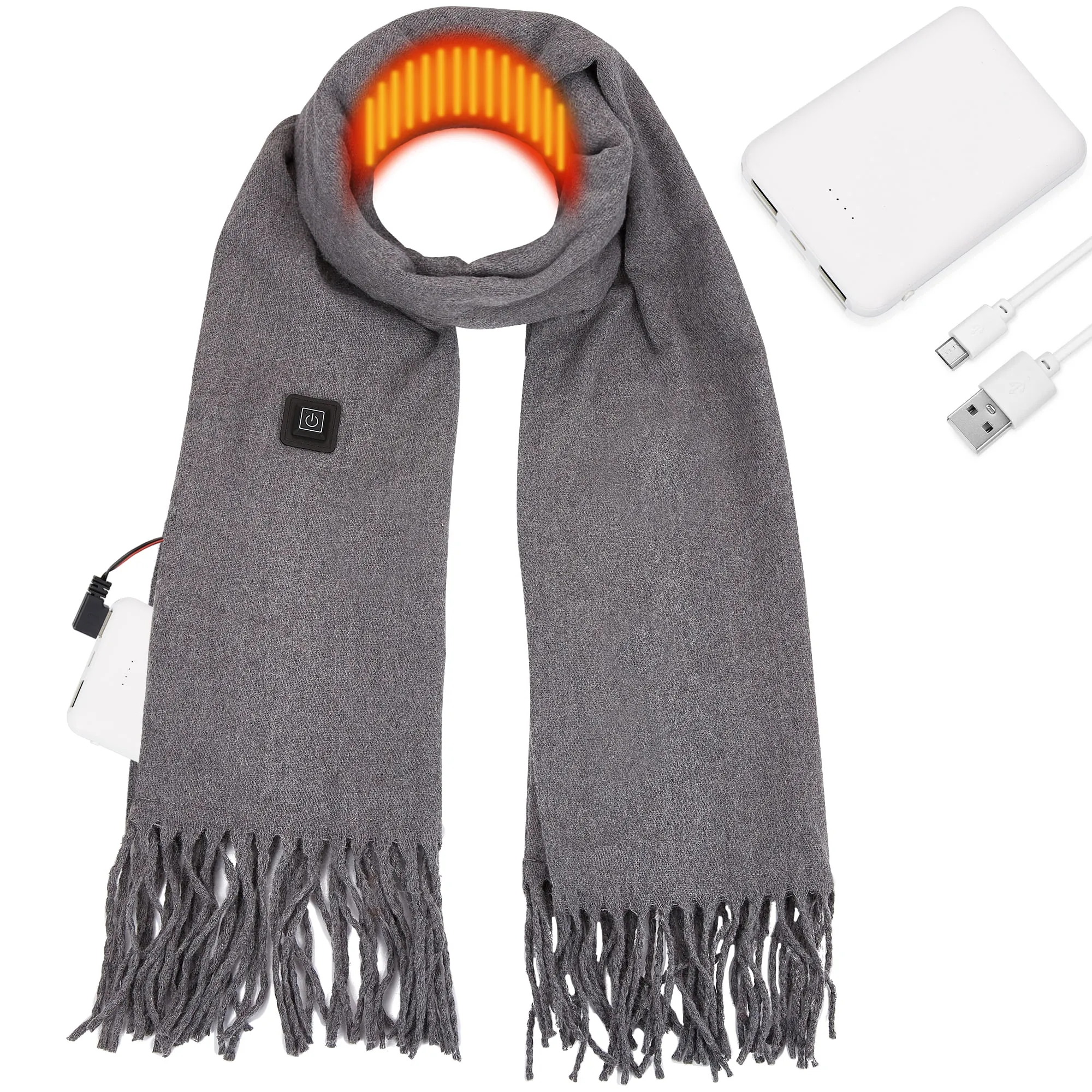 USB Rechargeable Electric Heating Scarf with Neck Heating Pad Washable Shawl Soft Warm for Women Men ZB101