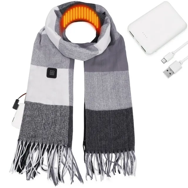 USB Rechargeable Electric Heating Scarf with Neck Heating Pad Washable Shawl Soft Warm for Women Men ZB101