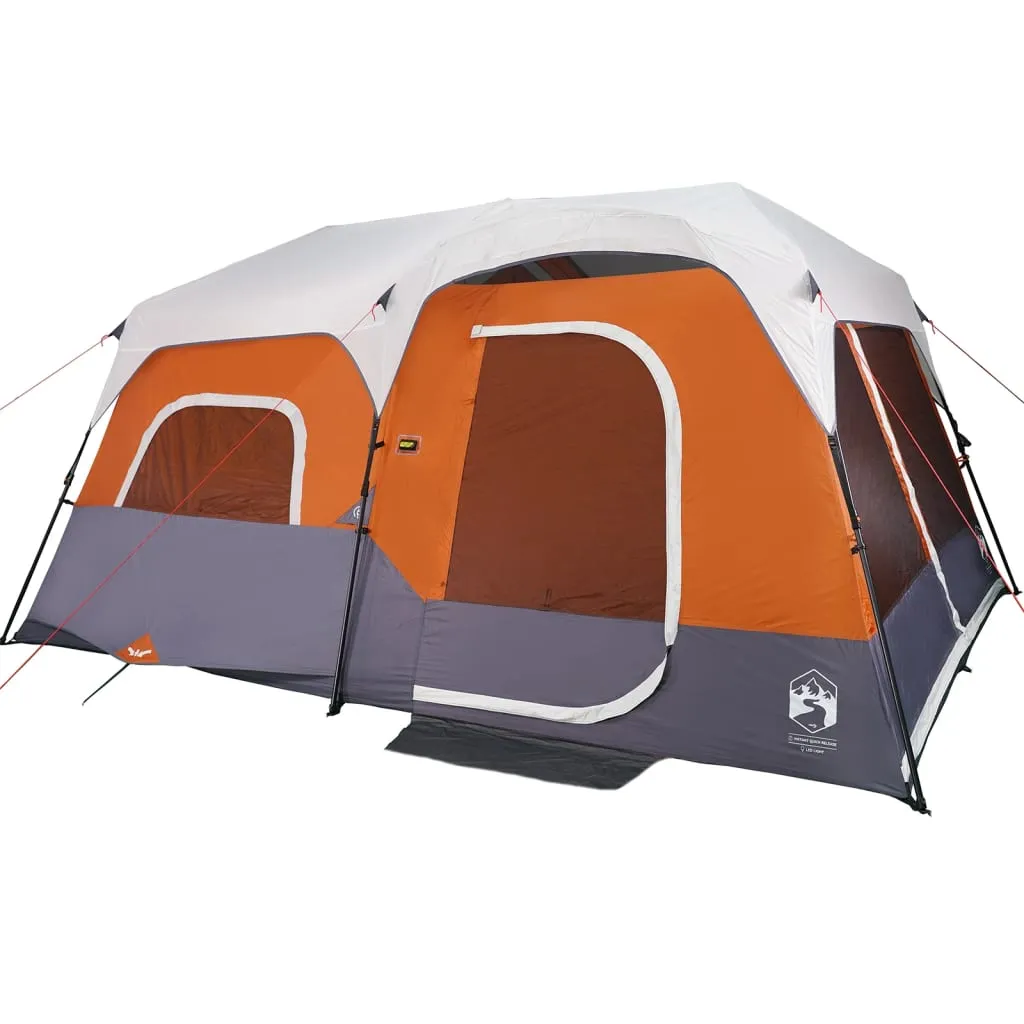 vidaXL Family Tent with LED 9-Person Light Grey and Orange Quick Release