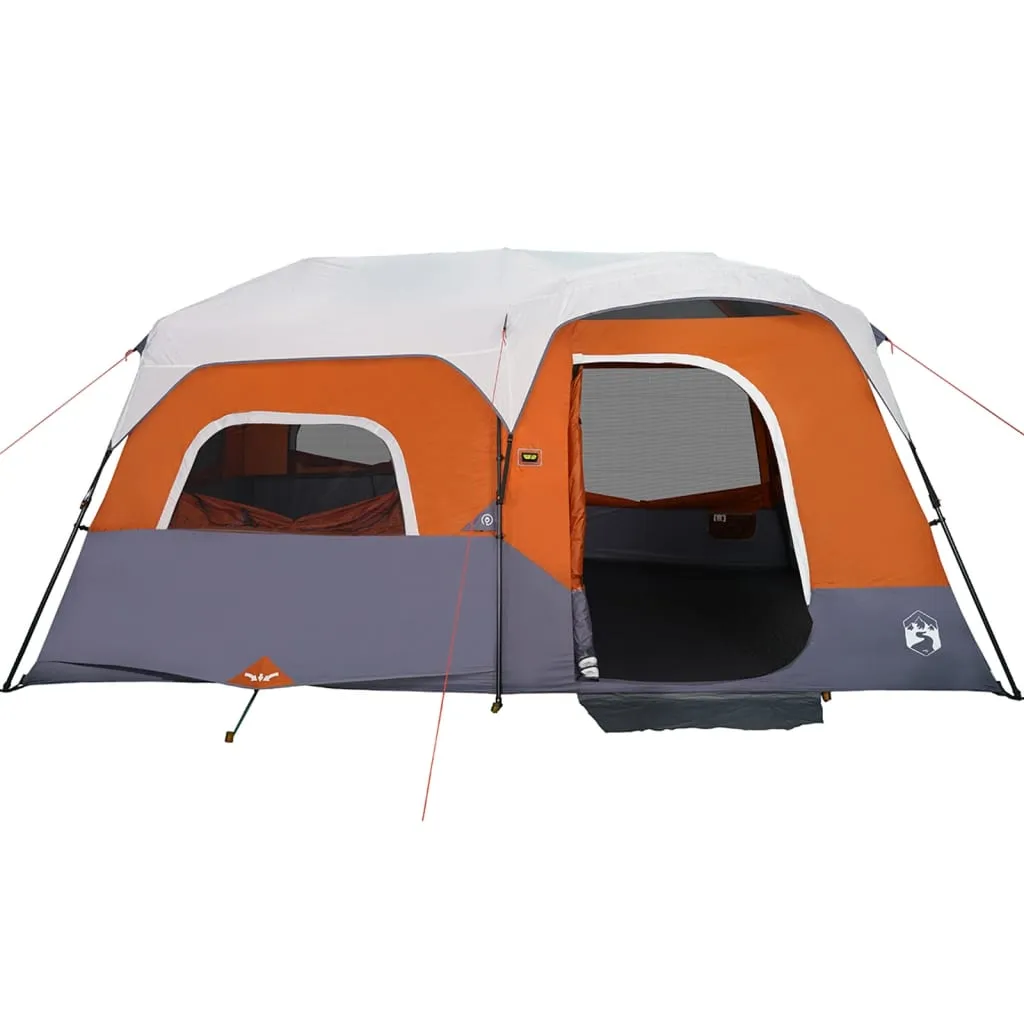 vidaXL Family Tent with LED 9-Person Light Grey and Orange Quick Release